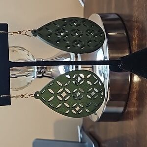 Olive Green Dangling Earrings